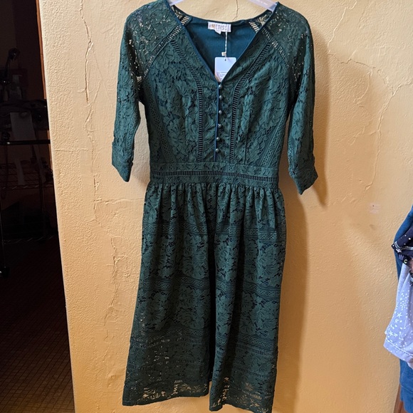 Metisu Hunter Green Lace Dress - Picture 1 of 7